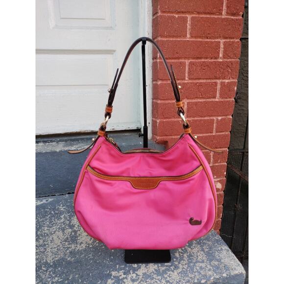 Dooney and Bourke Women's Hot Pink Nylon Leather Strap Shoulder Bag Read Descri - Picture 1 of 15